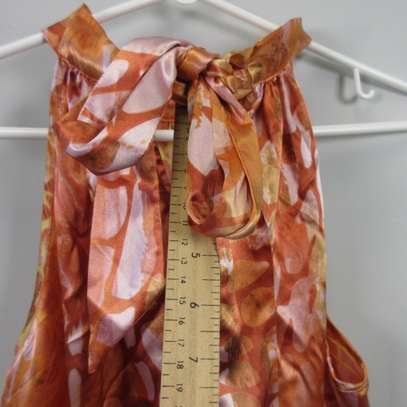 Unique Spectrum Stretch Halter Top Blouse Women L Orange Y2K Satin Bratz 100 - Picture 3 of 9